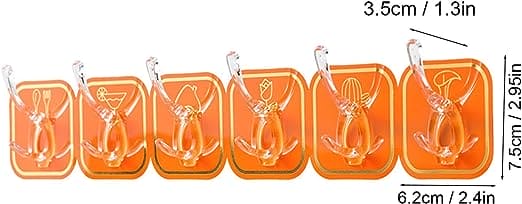 Six Hook Sticky Hanger, Multipurpose Wall Hooks, Transparent Plastic Duty Wall Hook for Kitchen Bathroom Office Storage, Wall Mounted Towel Hanger Six Hook Sticky Hanger, Multipurpose Wall Hooks, Transparent Plastic Duty Wall Hook for Kitchen Bathroom Office Storage, Wall Mounted Towel Hanger